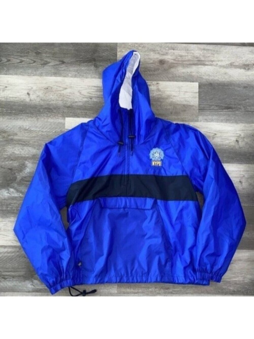VTG NYPD BLUE Detective Jacket Anorak Hooded Blue Black Halloween Crew Swag XL